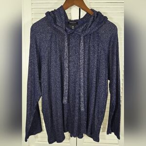Kenneth Cole Blue Soft Knit Long Sleeve Pullover Textured Lightweight Hoodie XXL